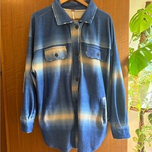 Free People Blue and Cream Ruby Shacket